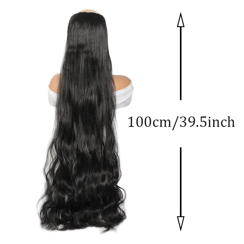 40 inch ultra long wavy hair clip hair extensions synthetic wigs women's wigs suitable for parties cosplay and various occasions