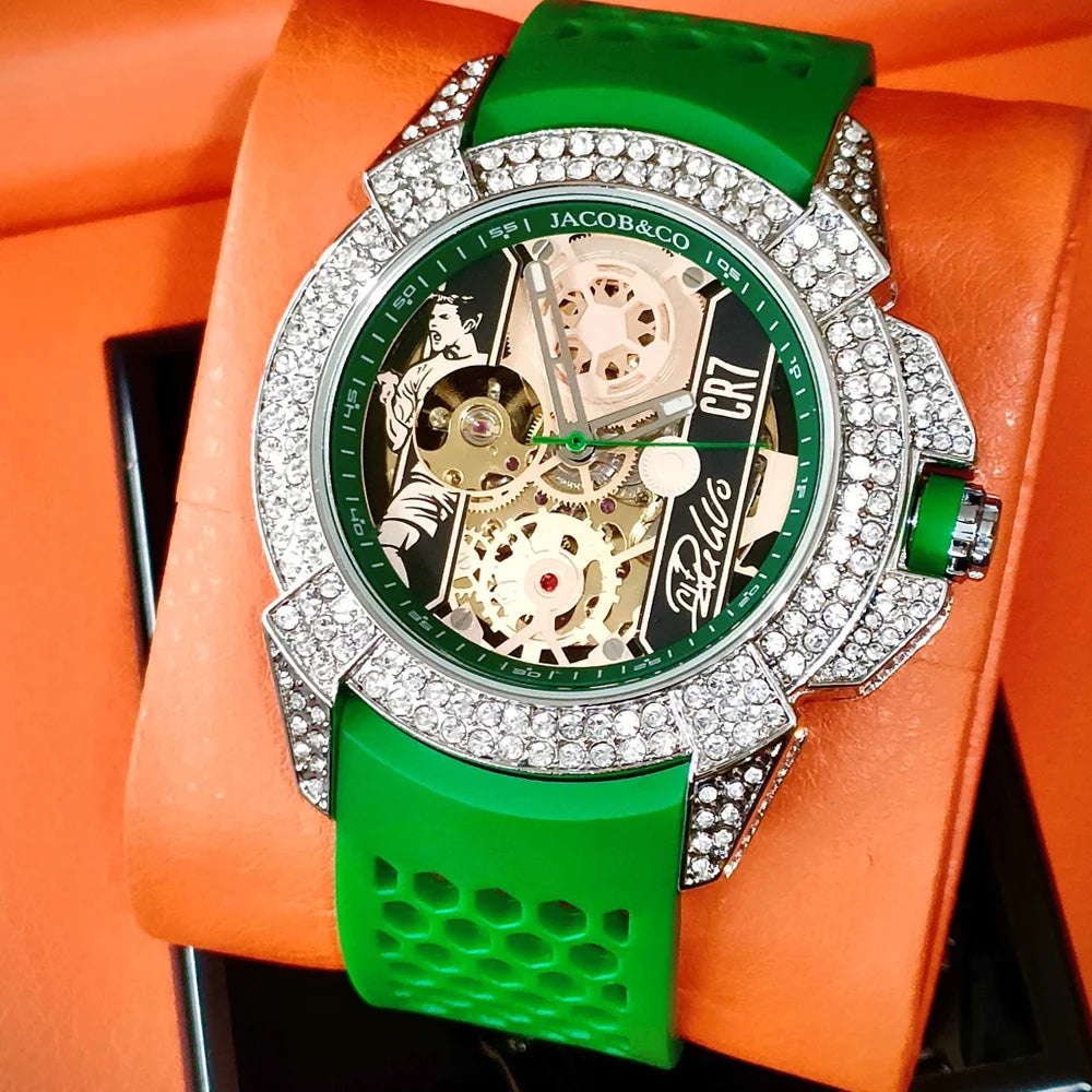 TOP Very Hot Jacob & Co Original Brand Watches For Mens  Full Diamond Automatic Mechanical Wristatch High Quality AAA Clocks