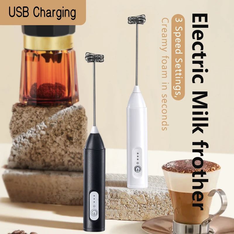 Wireless Milk Frother Electric Type-C Handheld Blender Stainless Steel Mini Coffee Maker Whisk Mixer For Coffee Cappuccino Cream