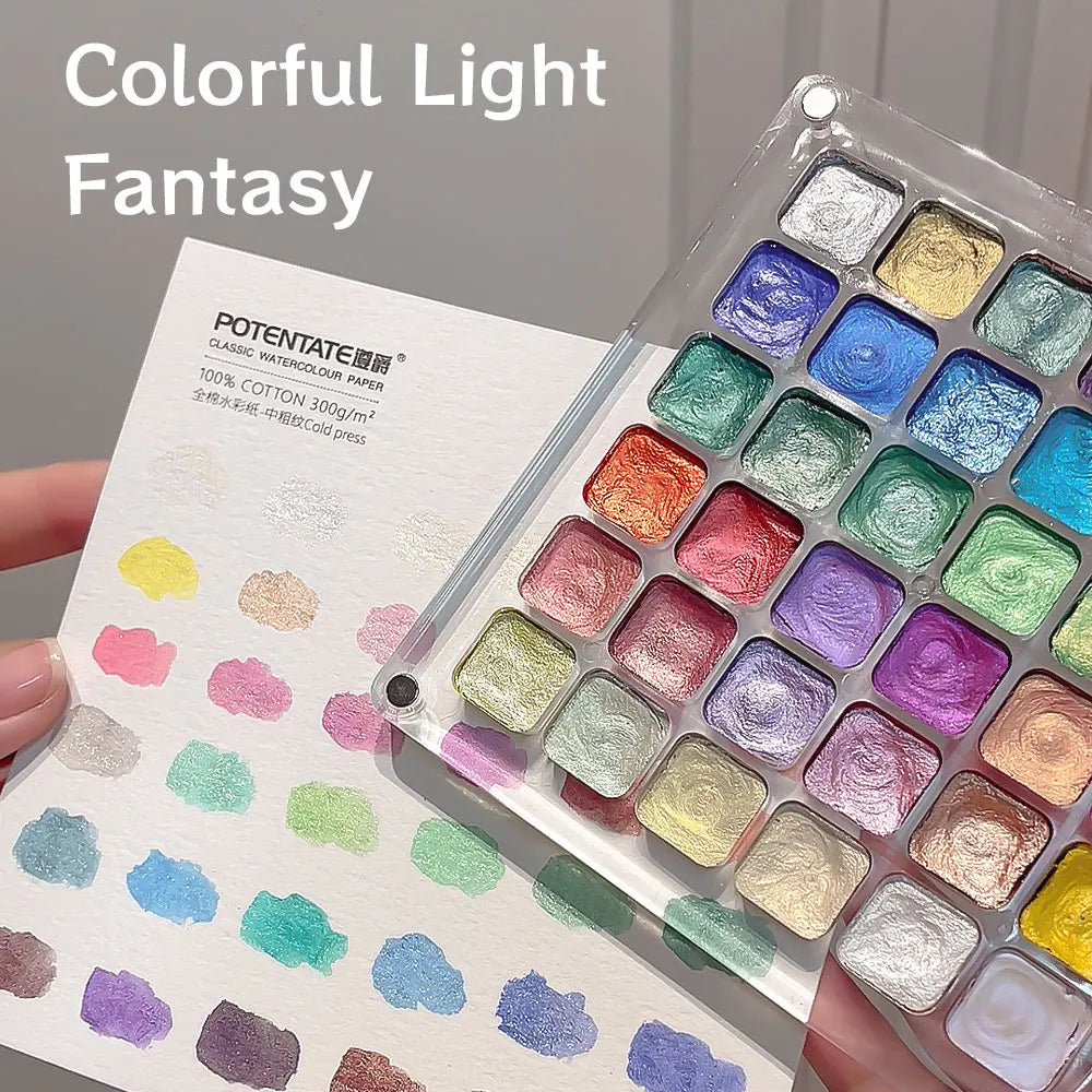 15/36 Color Pearlescent Watercolor Set,Easy-Blend Metallic Shimmer,Solid Paint for Nail Gel/Cat Eye Polish, DIY nail art Kit