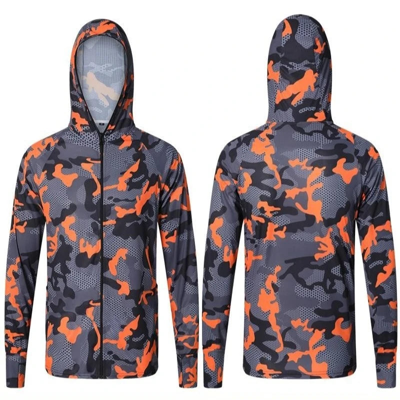 Summer men's camouflage sunscreen clothes fishing clothes lightweight and breathable quick drying clothes outdoor Road Clothing