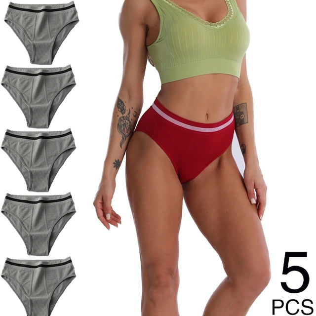 S-3XL 3-5Pcs Women Sport Briefs High Waist Panties Comfort Solid Color Underwear Sexy Underpants Intimate Lingerie Soft Briefs