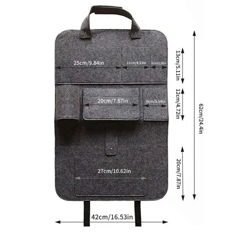 Car Back Seat Hanging Felt Storage Bag Multi-pocket Phone Ipad Water Cup Tissue Magazine Storage Bag Anti-kick Pad Car Organizer