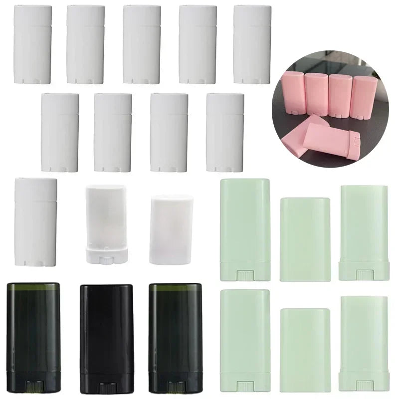50pcs 15g Plastic Oval Lip Balm Tubes Travel Deodorant Containers Perfume Homemade Solid Lotion Portable Makeup Lipstick Tubes