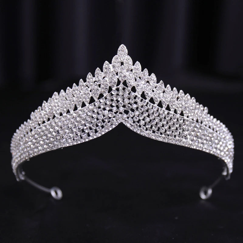 Bridal Wedding Hair Accessories Silver Crystal Hair crown alloy diamond crown women's fashion high-end atmospheric headdress