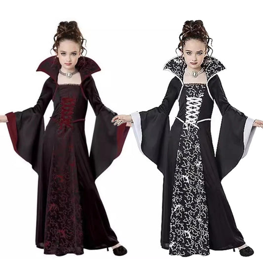 Halloween Costume for Kids Halloween Fantasy Vampire Costume Girls Witch Cosplay Children's Performance Clothing for Party