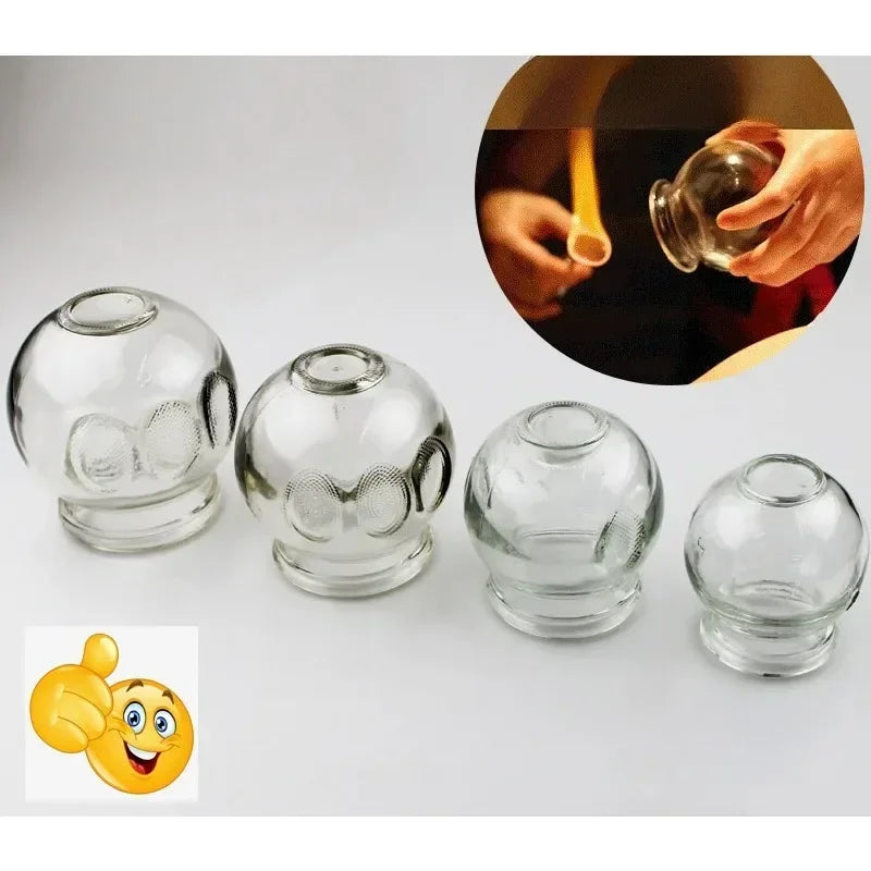 6/8/12pcs Thick Glass Cupping Beauty Can Chinese Traditional Healthcare Cupping Body Points Massage GuaSha Therapy gift fire rod