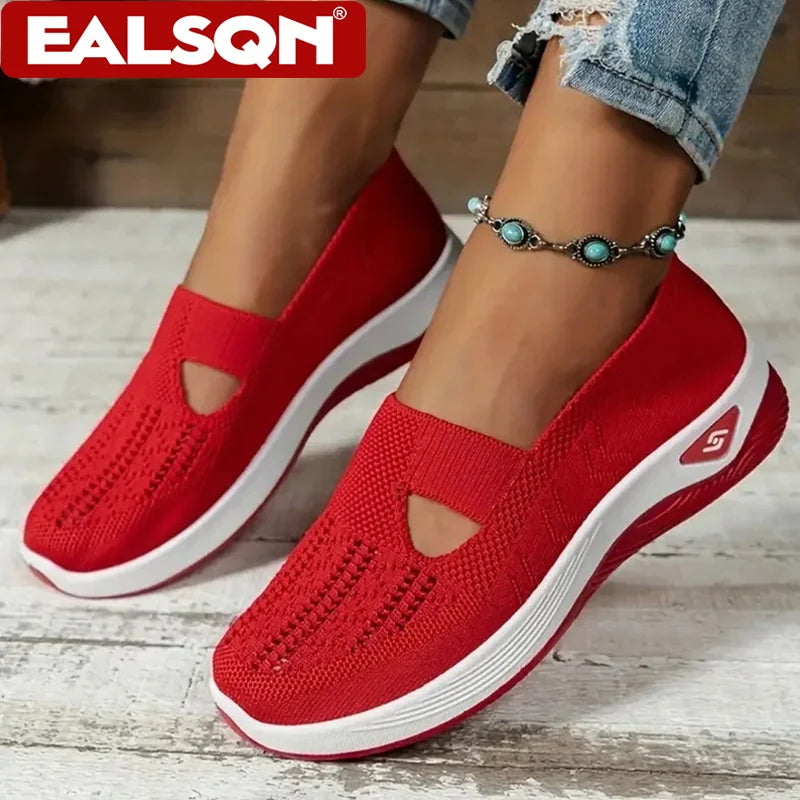 Women's Sneakers Breathable Slip on Walking Shoes Mesh Low Top Ladies Vulcanized shoes Soft Sole Lightweight Casual Shoes