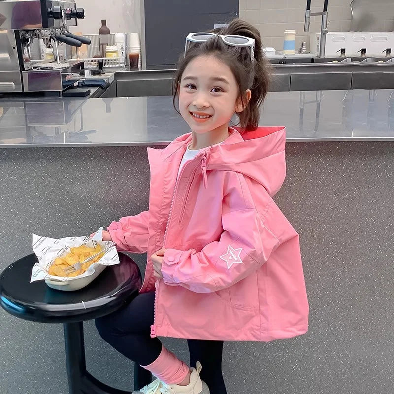 New Girl's Jacket Spring Children Hooded Coats Kids Autumn Fashion Clothes Outerwear Children's Casual Windbreaker Jackets