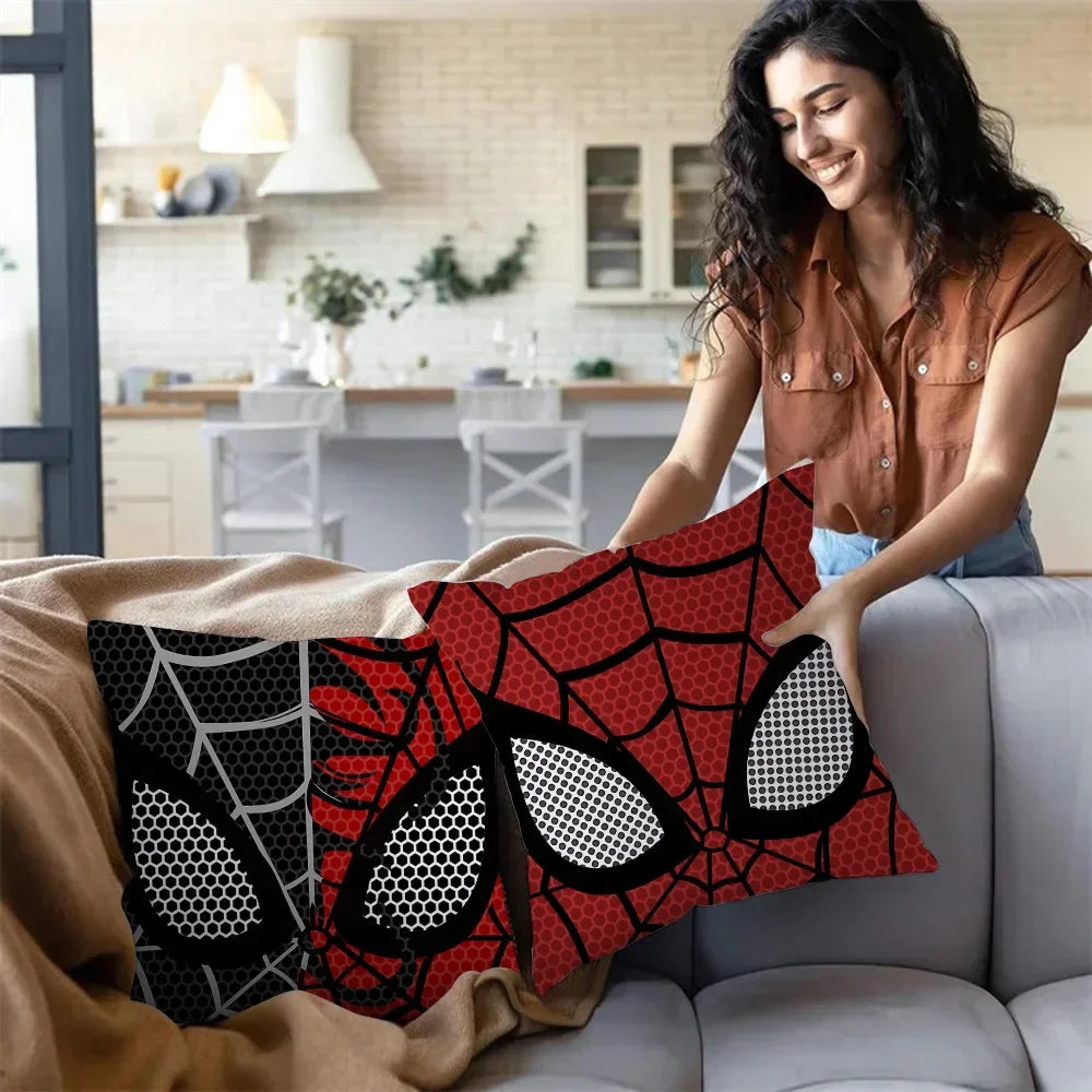 Black White Cool Pillow Covers Sofa Decorative Home HOT Marvels Spiders Man Double-sided Printing Short Plush Cute Cushion Cover