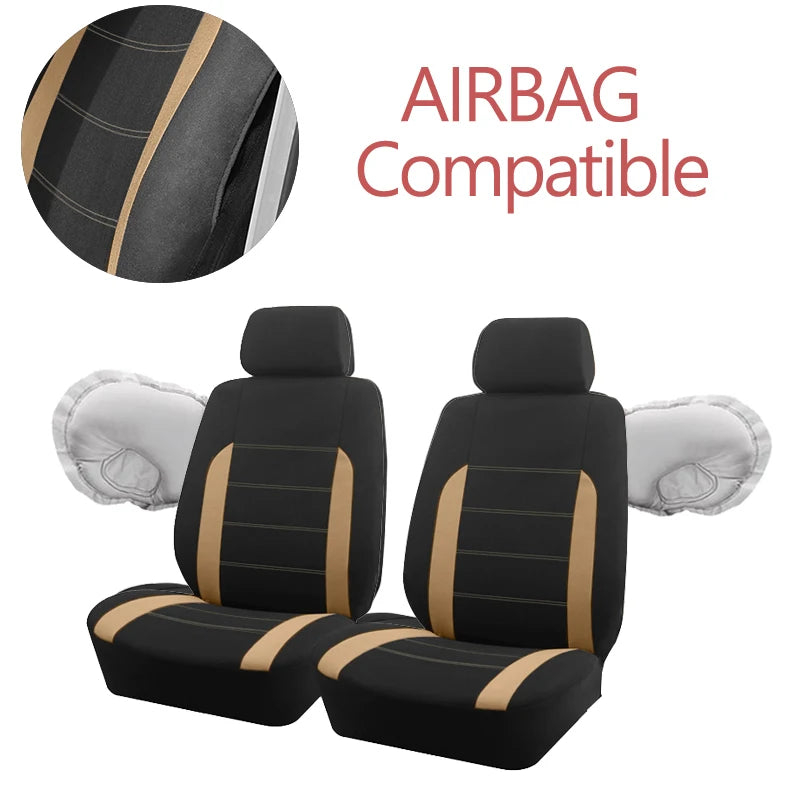 AUTO PLUS Beige Car Seat Cover Universal Fabric Seat Covers Car Accessories Interior Fit For Most Car Suv Truck Seat Cushion