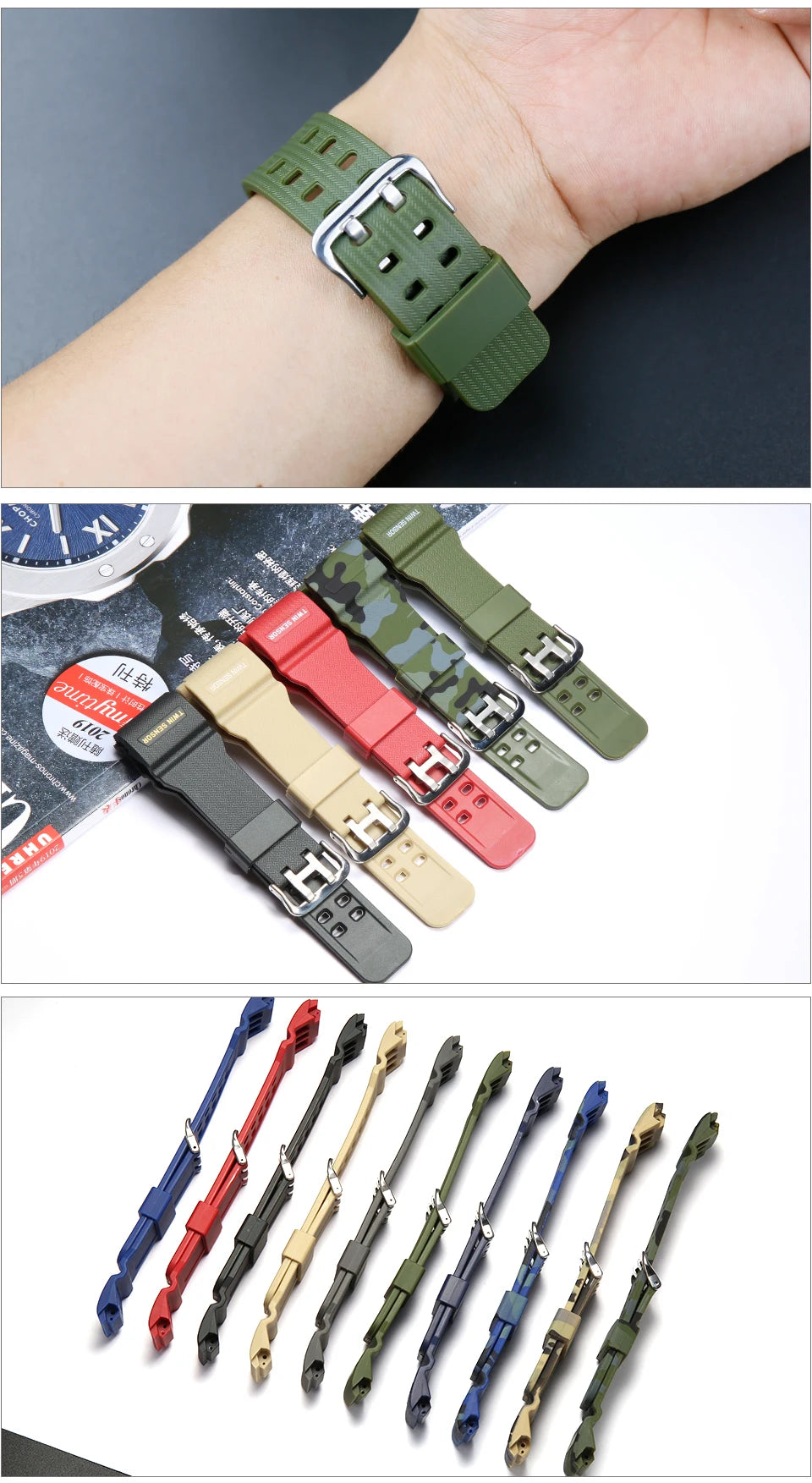 Watchband Accessories Resin Strap Suitable for Casio Mudmaster GG1000 GWG100 GSG100 Men Watch Band