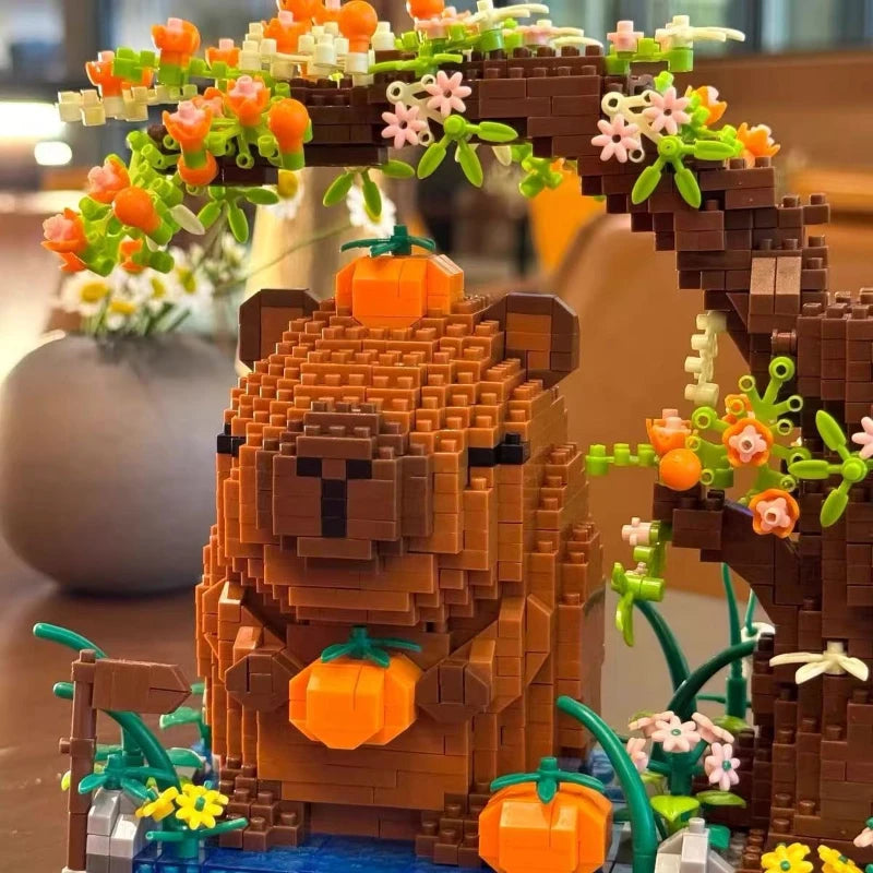 Capybara Building Block Pen Holder Multi-Function Desk Organizer for Office Supplies Cosmetics Birthday Gift Desktop Decoration