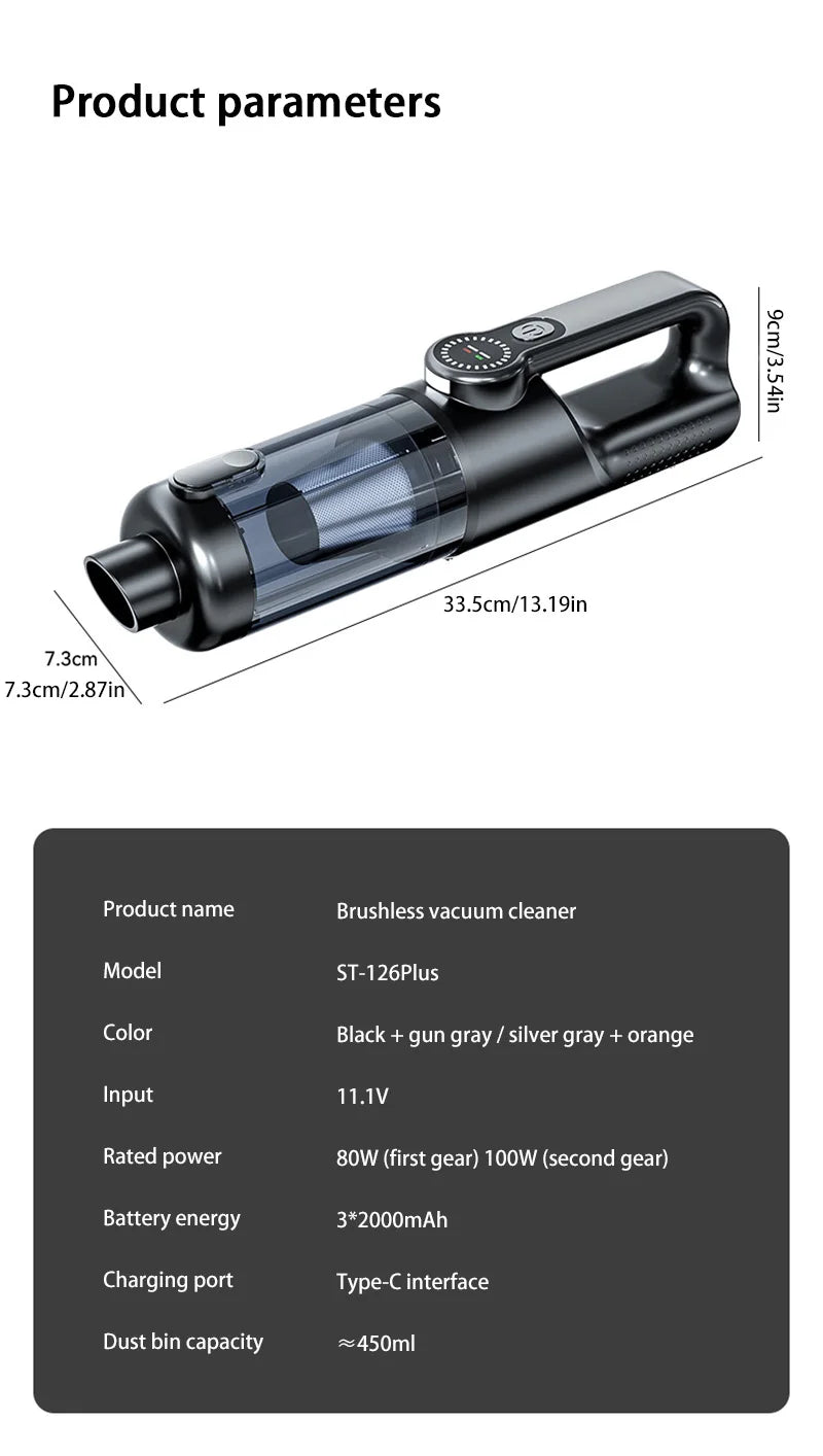 Car vacuum cleaner wireless one-button dust dump high-power portable vacuum cleaner large suction mini handheld vacuum cleaner