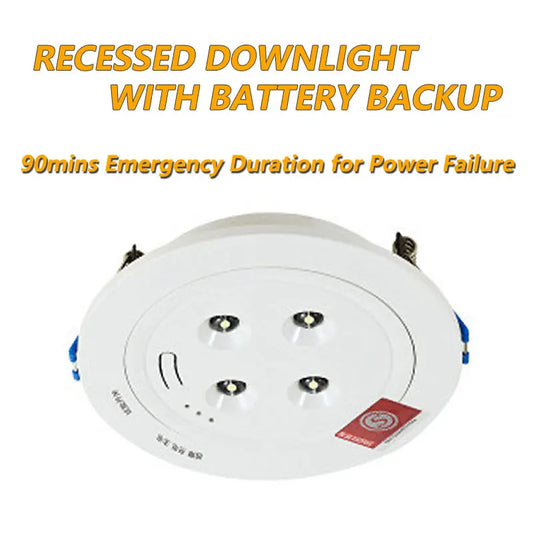 Recessed Mounted 4Leds 5W Emergency Lamp 90minutes Duration IP30 Fire-retardant LED DownlIghts