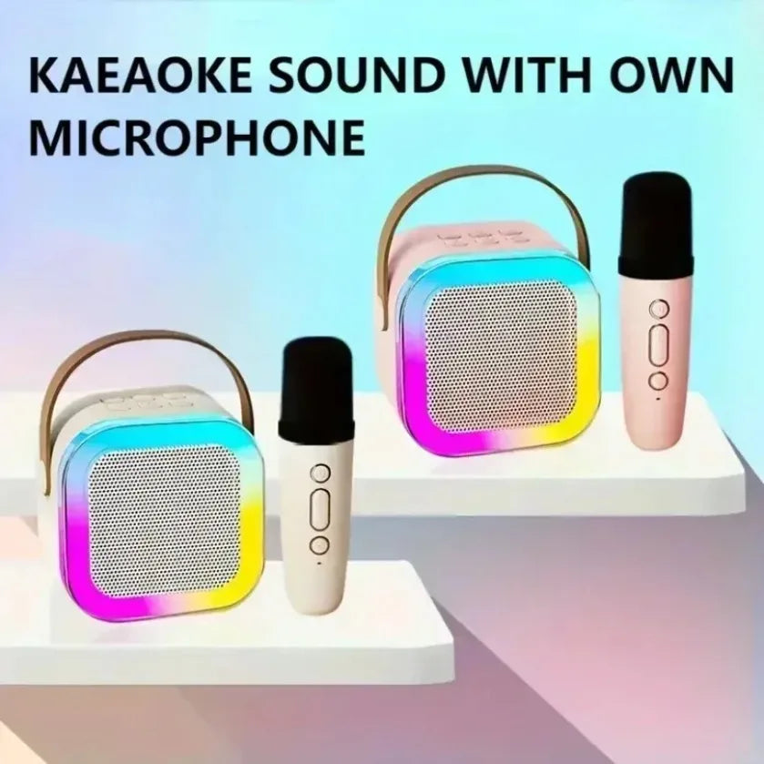 XIKCU Karaoke Machine With 2 Wireless Microphones Portable Wireless RGB Lights Gift Speaker Set Home Karaoke For Party Birthday