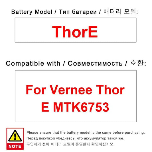 Thore 5020Mah Mobile Phone Battery Reliable Replacement Safe For Vernee Thor E MTK6753