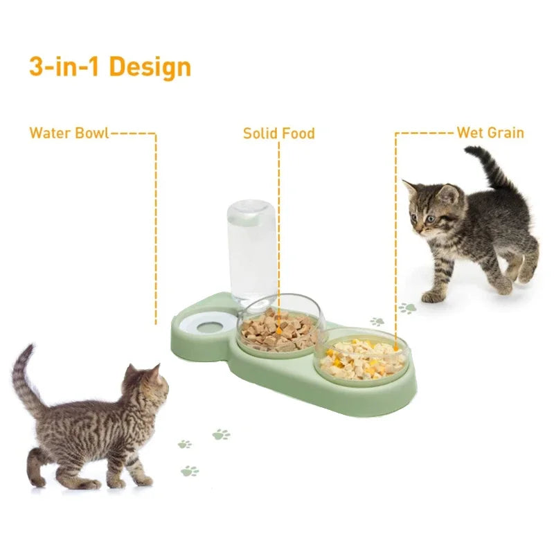 New Pet Automatic Feeders Three Bowl Pet Water Dispenser Feeders Large-diameter Dog Basin Cat Bowls Pet Automatic Feeders