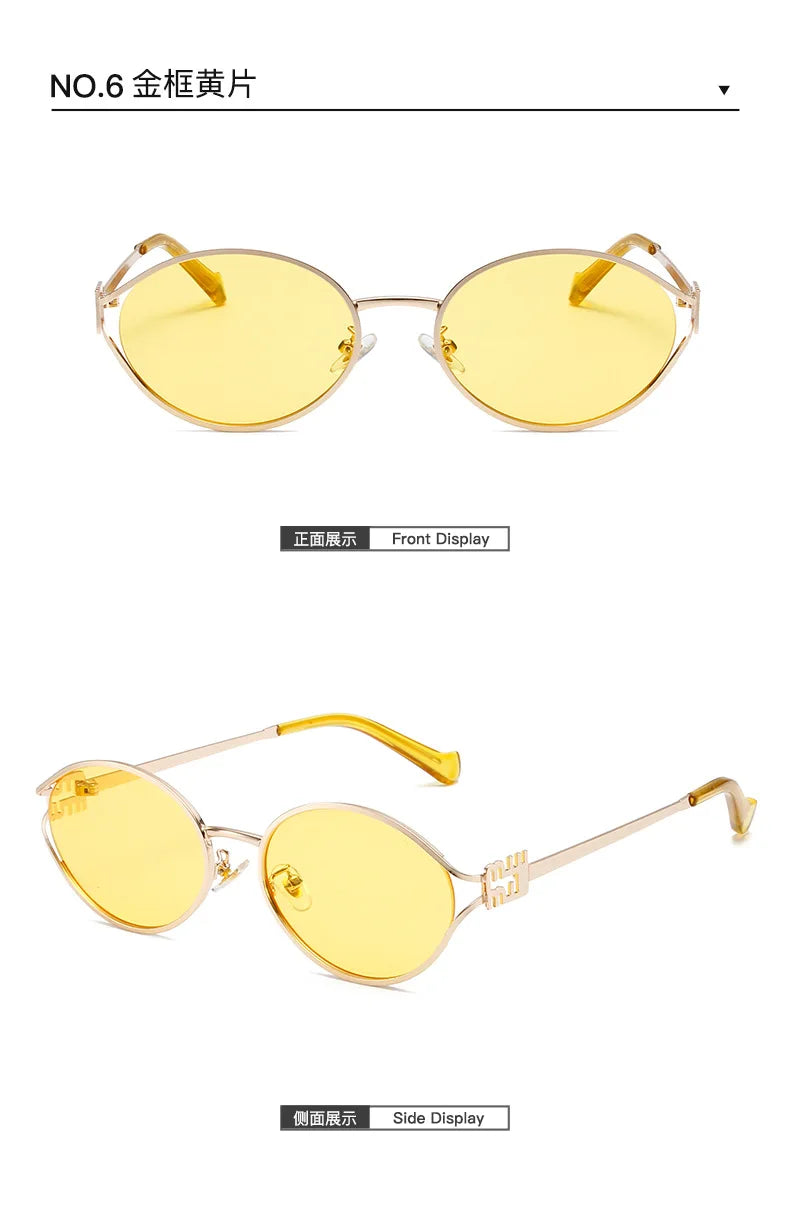 Fashion Oval Sunglasses Women Men Luxury Designer Metal Frames Sun Glasses Female Gradient Shades Eyewear UV400 De Sol Oculos