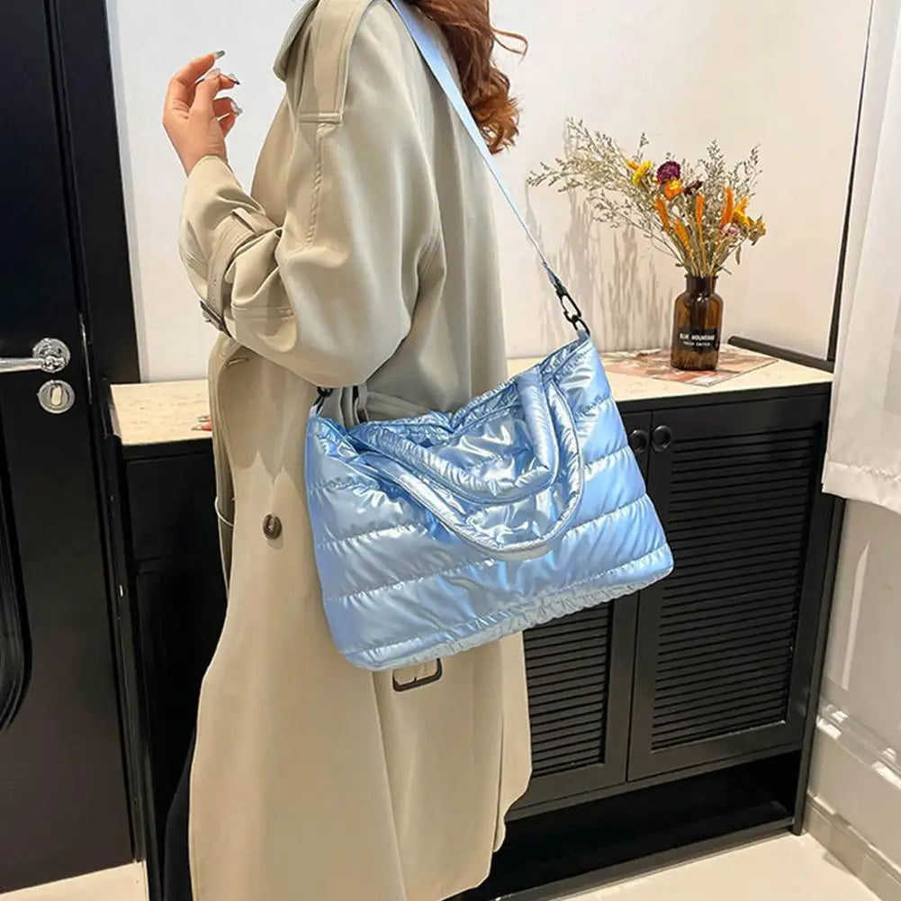 Large Tote Padded Handbags Designer Quilted Women Shoulder Bags Luxury Nylon Down Cotton Crossbody Bag Winter Tote Big