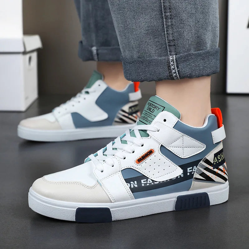 Men's Skateboarding Shoes 46 High Top Casual Sneakers Breathable Street Shoes Black Flats Shoes  Walking Shoes Chaussure Homme