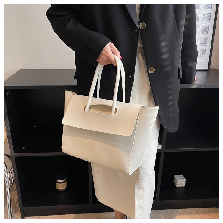 Large Capacity Women's Tote Bag Luxury PU Leather Shoulder Bag French Vintage Top-handle Handbag Casual Commute Shopper Bags