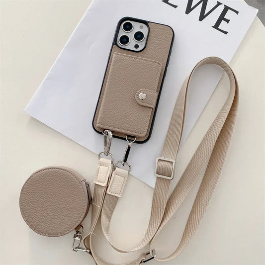 Crossbody Wallet Card Slot Coin Purse for IPhone 17 Air 16 15 Plus 14 13 12 11 Pro Max Leather Protective Phone Case Cover