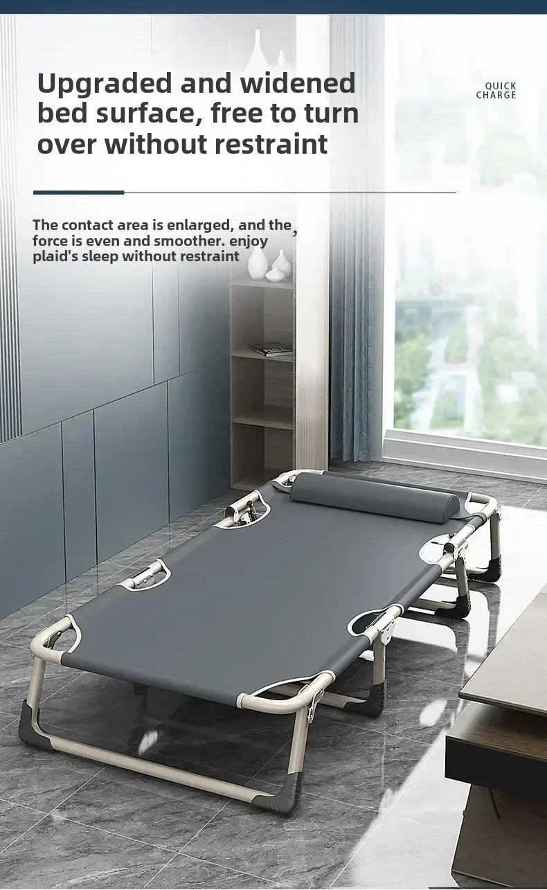 Single Folding Beds Bedroom Dormitory Office Comfortable Homestay Furniture Villa Portable Bed Outdoor Travel Camping Recliner