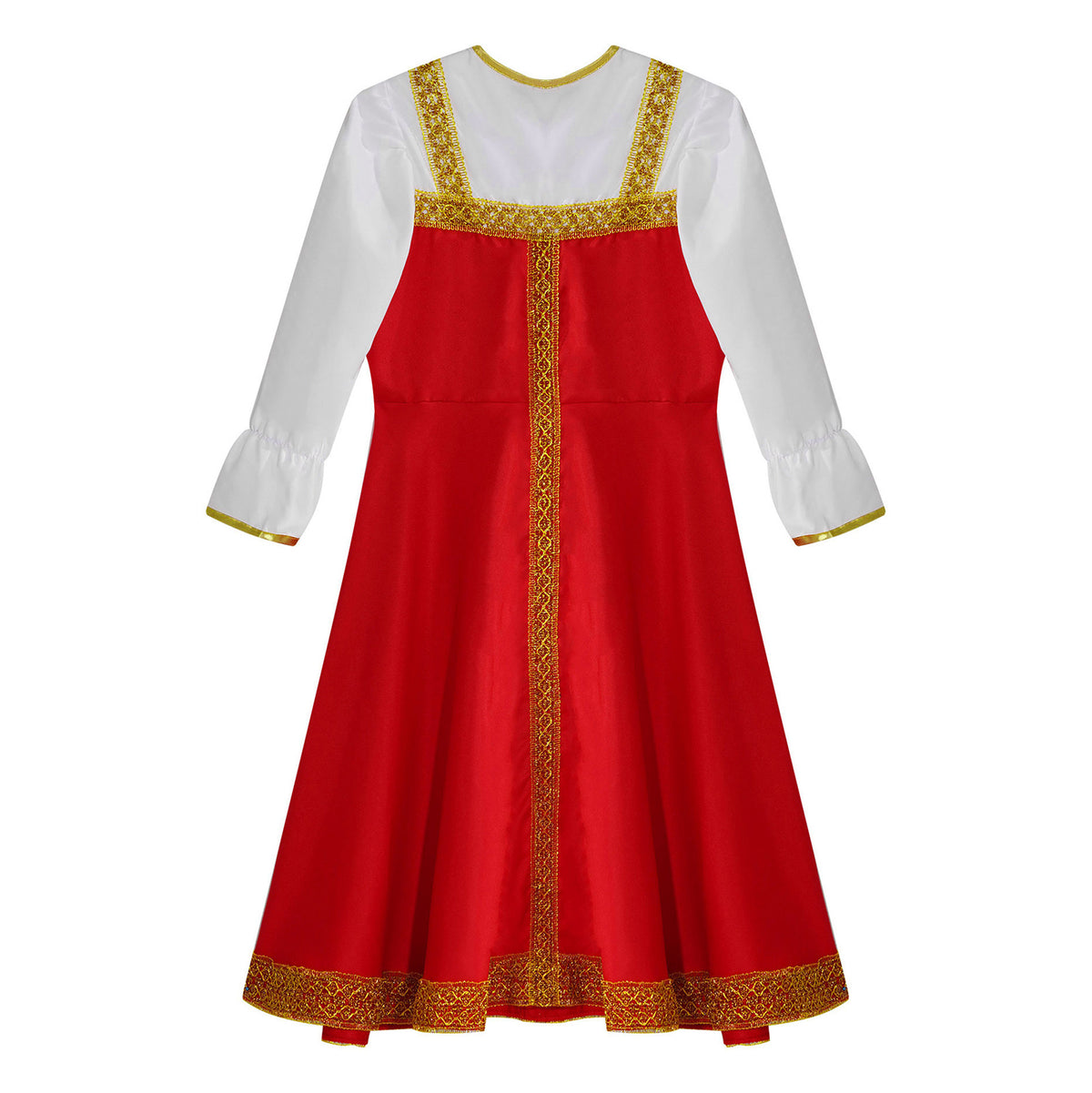 Kids Girls Russian Traditional Dance Costume Halloween Cosplay Festive Party Outfit Russian Fancy Dress with Headpiece Set 2-8Y