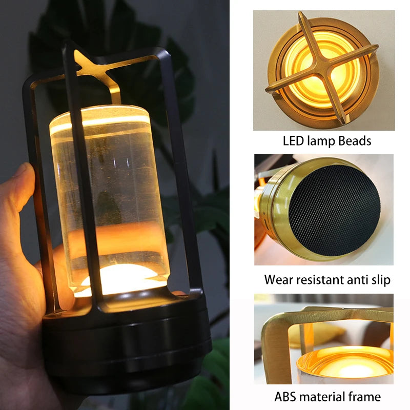 Retro Desk Lamp Warm White Light USB-C Fast Charge USB-C Fast Charge Waterproof Dimmable Gift Idea Table Bedside Lamp Home Decor