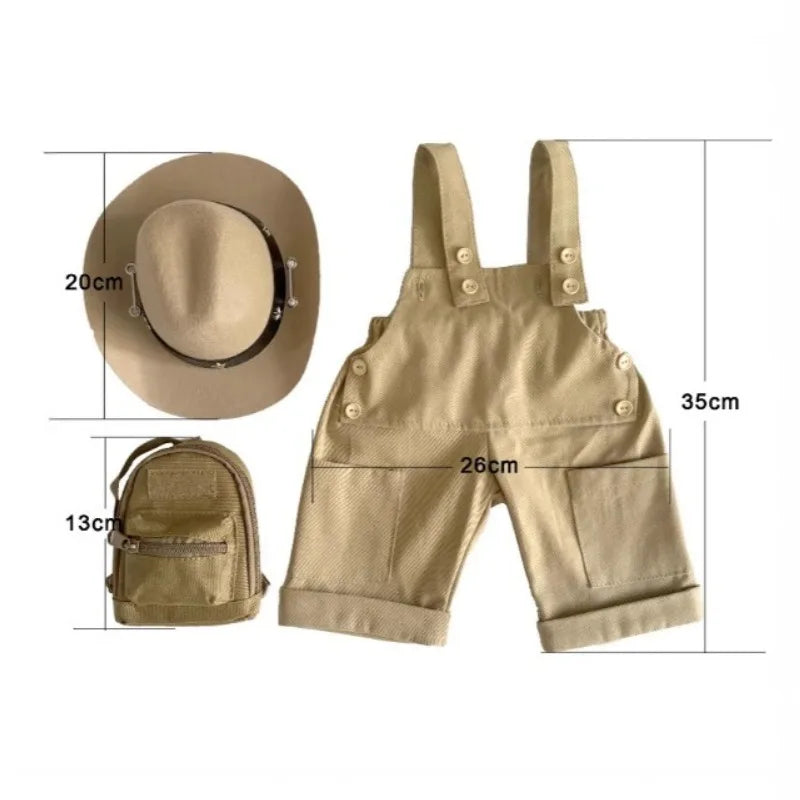 3pcs/set Adorable Baby Suit, Newborn Photography Outfits Retro Overalls Tool Kit + Hat, Western Cowboy Style Shooting Props