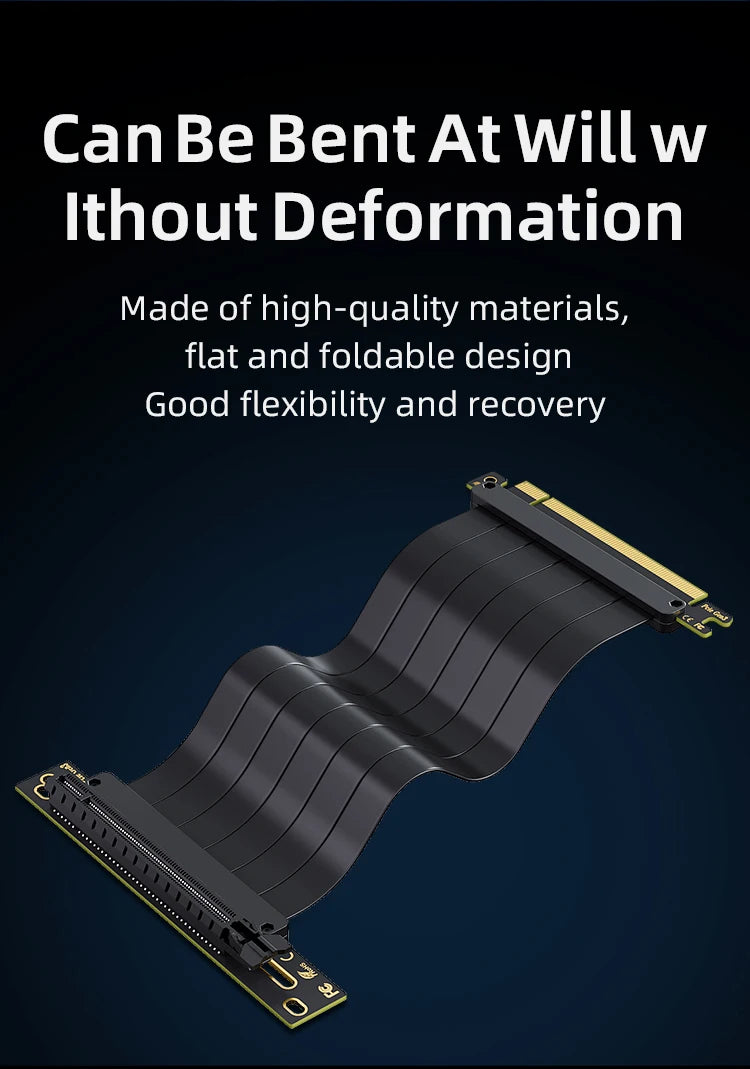 Teucer Vertical GPU Mounting Bracket PC Graphics Card Holder PCI-E 3.0/4.0 x16 Anti-interference Flexible 90° Extension Cable