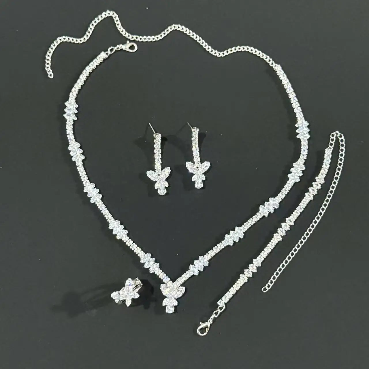 Ladies' necklace, hand jewelry, earrings, rings, wedding jewelry, 5-piece set, wedding jewelry accessories