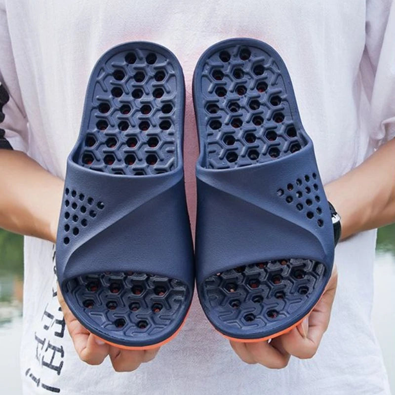 Bathroom Hollow Anti-slip Male Slipper Designer Luxury Trend 2025 Slides High Quality Fashion Adult Casual Clappers Men's Shoe