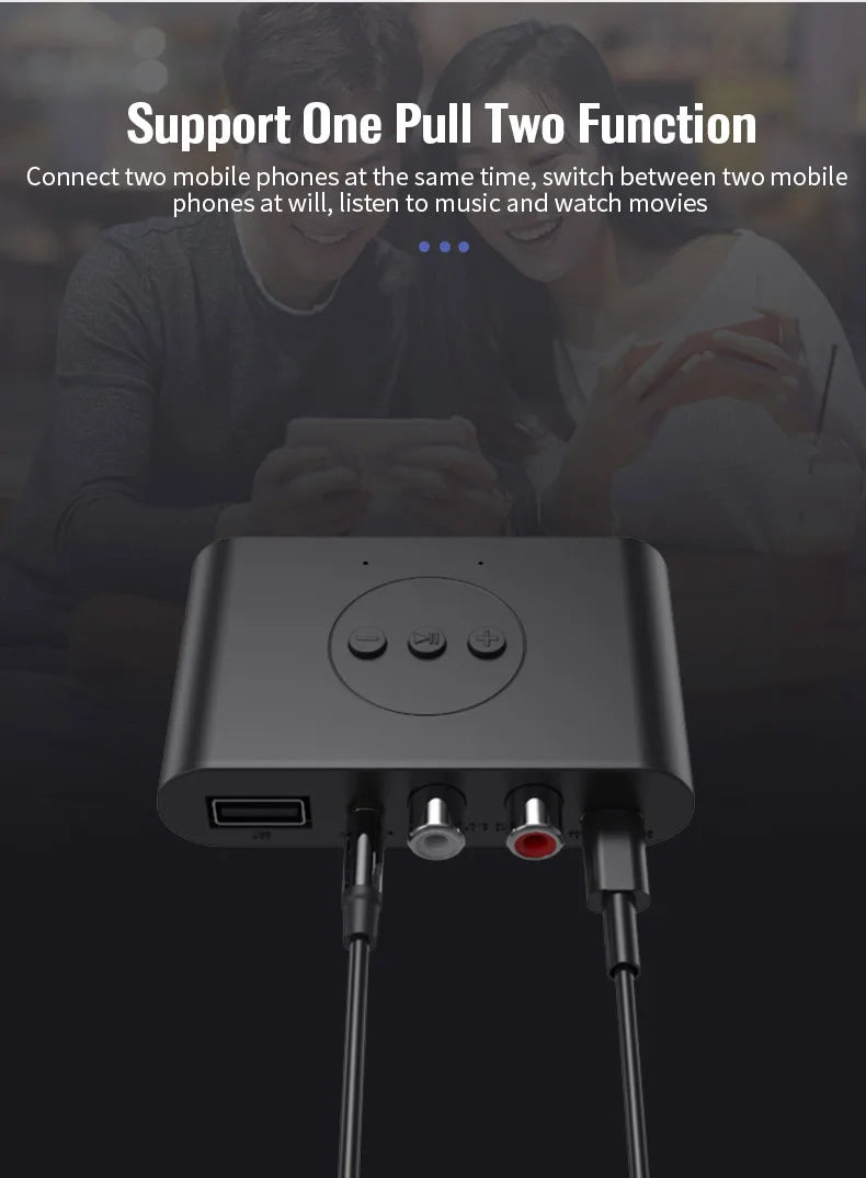 Bluetooth 5.0 Audio Receiver U Disk RCA 3.5mm 3.5 AUX Jack Stereo Music Wireless Adapter with Mic For Car Kit Speaker Amplifier