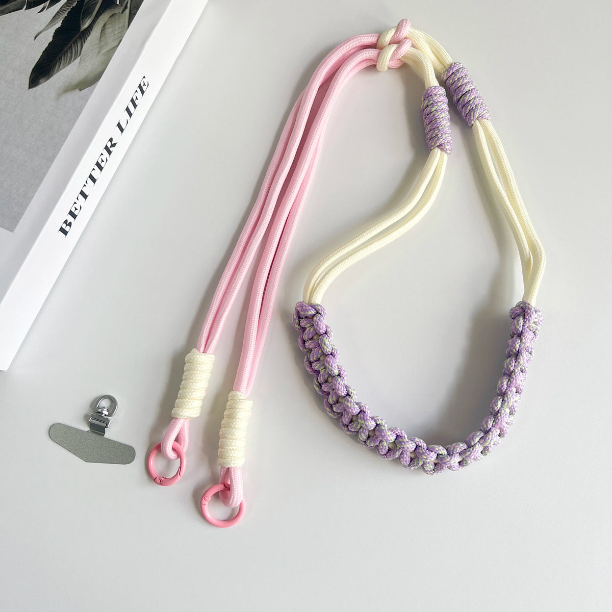 Hand Woven Fried Dough Twists Lanyard Fixed Card Color Contrast Diagonal Shoulder Lanyard Mobile Phone Lanyard Durable Lanyard
