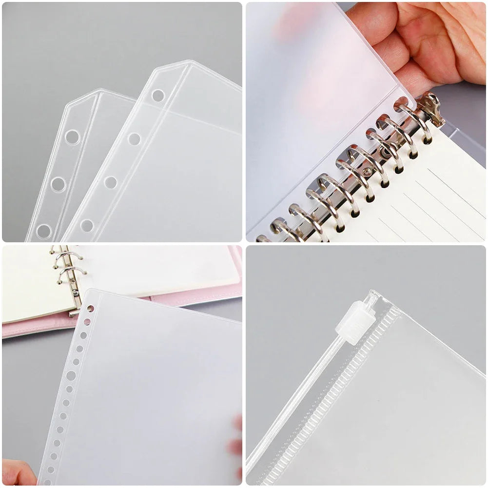 1PCS/LOT A5/A6/A7 Storage Bag School Office Supply Transparent Loose sheet Notebook zipper Self-sealing File Holder