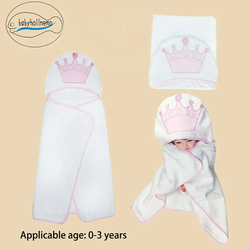 100% Cotton Terry Baby Bathrobe Towel  Cartoon Hooded Skin-Friendly Soft  Absorbent Machine Washable All Season for Toddler 0-3Y
