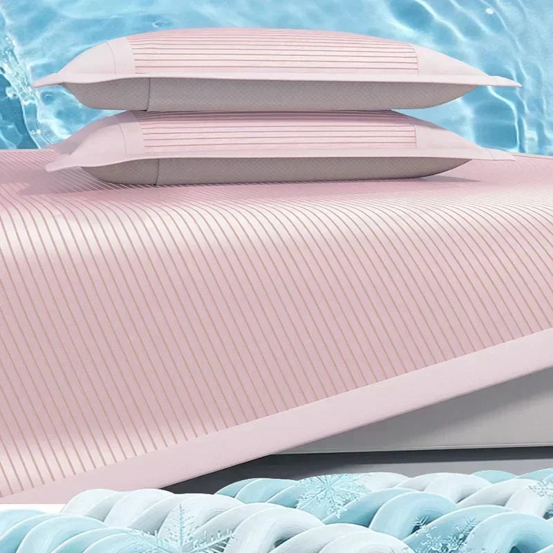 New Silky Touch Antibacterial Cooling Mattress Sleeping Naked Skin-friendly Summer Sleeping Mat Solid Color Cushion for Bedding