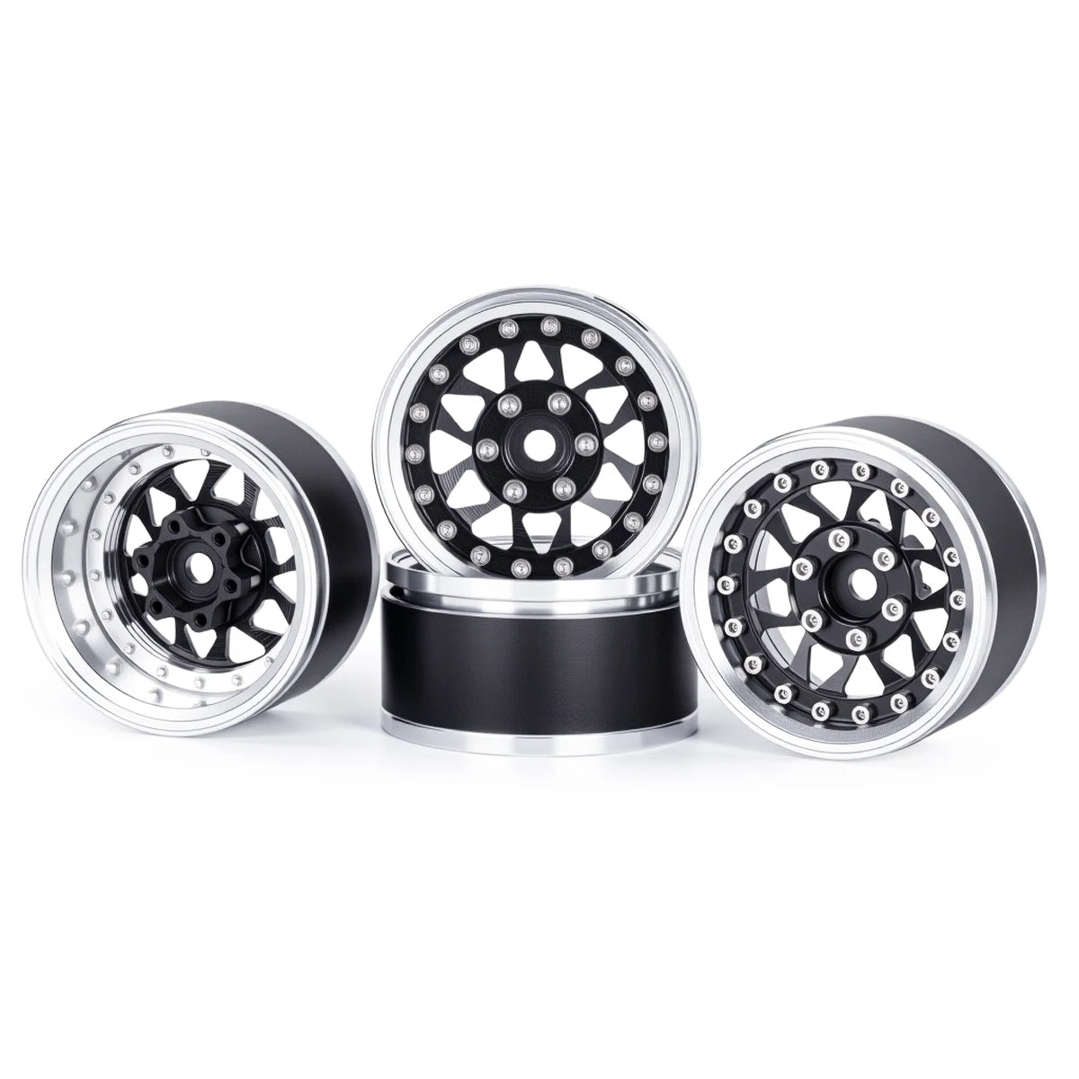 4Pcs 1.9 Aluminum Beadlock Wheel Rims Adjustable Offsetfor 1/10 RC Crawler Car TRX4 TRX6 SCX10 90046 GEN7 8 D90 Upgrade Parts