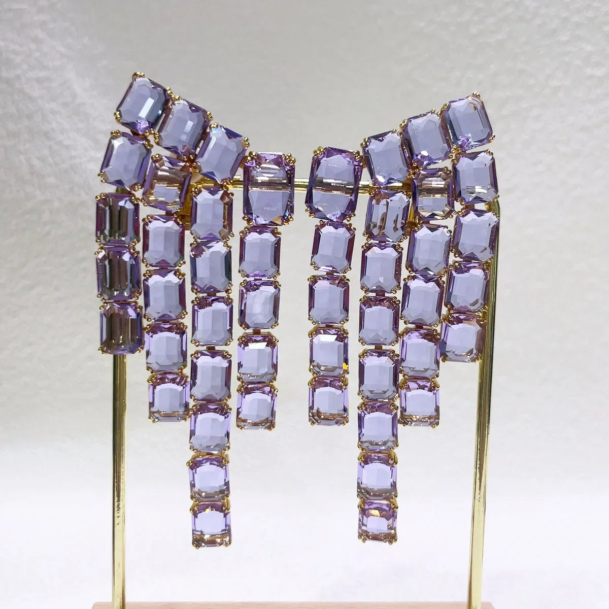 Original Charms Fine Jewelry Set Women Several Purple Zircon Crystal Necklace Bracelet Earrings Stainless Steel Romantic Gift