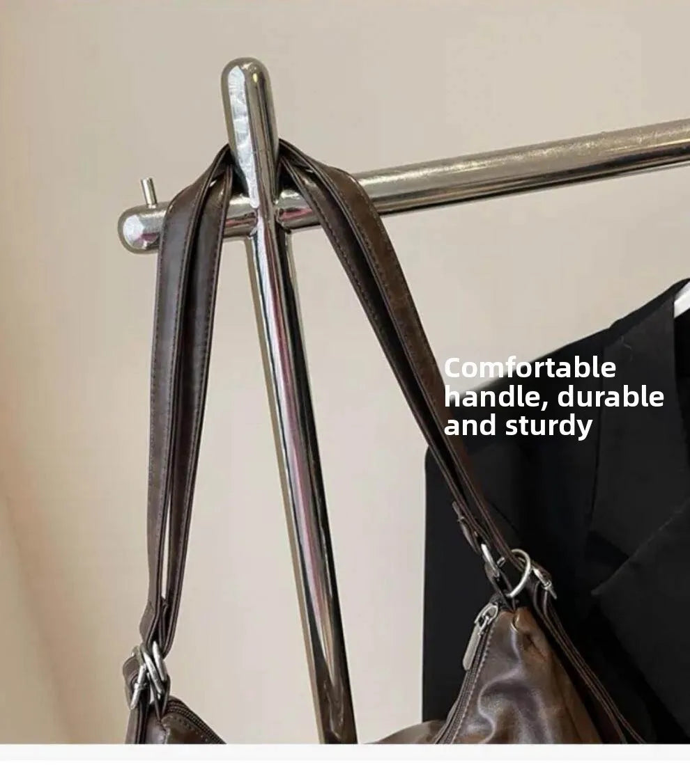 Retro Large Capacity Crossbody Shoulder Tote Bag for Women Commuter Bag 2025 New Luxury Minimalist High-End Feel PU Leather