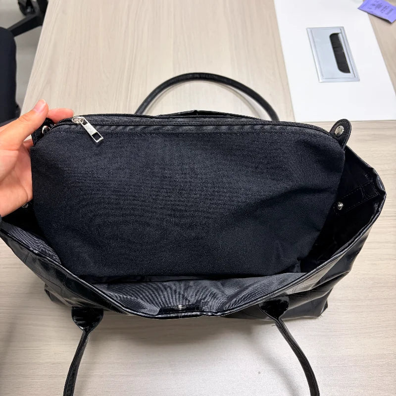 Luxury Vintage Crocodile-embossed Tote,women's Large-capacity Shoulder Handheld Bag,stylish Minimalist Casual Commuter Tote Bags