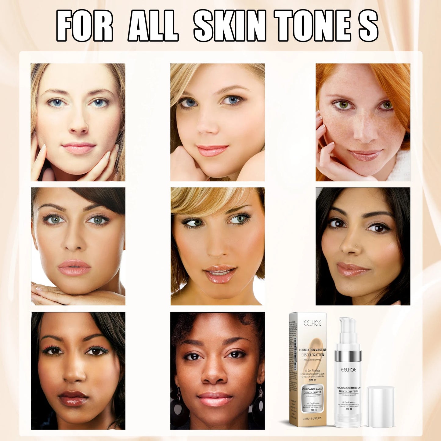Color Changing Foundation Serum for Natural Glow Lightweight Full Coverage Long Moisturizing Finish 30ml Sensitive Skin Friendly