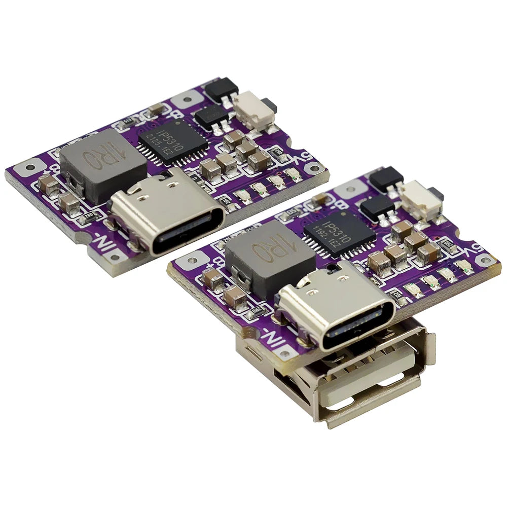 Type-C USB 5V 3A Boost Converter Step-Up Power Module Charge/Discharge Battery Protection Board With Switch LED Indicator