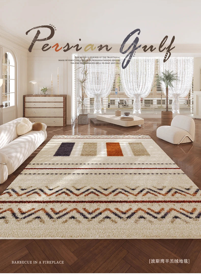VIKAMA New Design Warm Wave Retro Winter Warm Non-slip Floor Mats Living Room Bedroom Sofa Washable Dirt-resistant Carpet