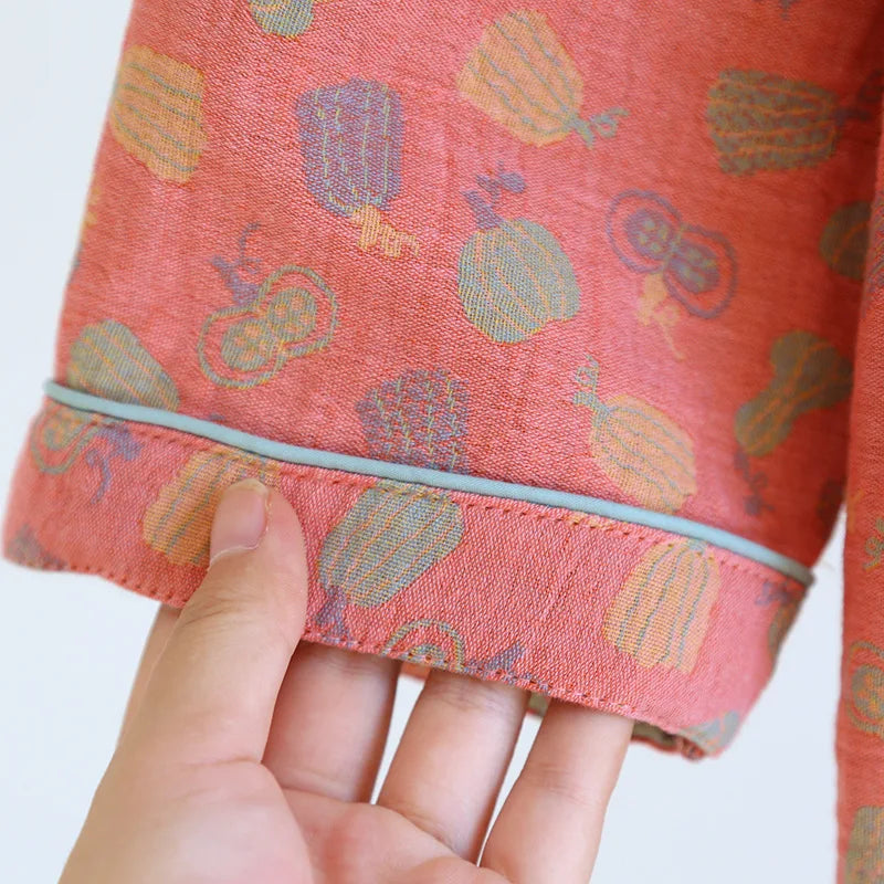 2025 New Spring and Autumn Pajama Set 100%Cotton Comfortable Long sleeved Two Piece Home Furnishings Large Size Home Furnishings