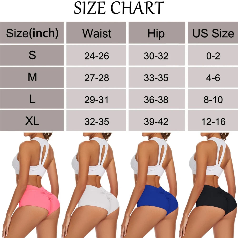 Womens Booty Shorts High Waist V Back Scrunch Workout Yoga Gym Shorts Dance Fitness Running Hot Pants Butt Lifting Rave Bottoms