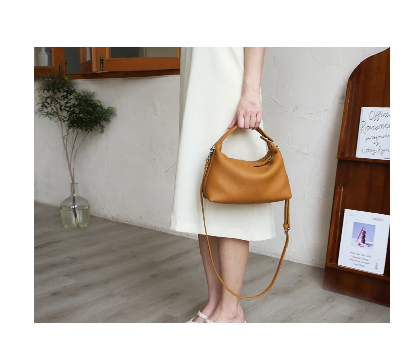 2024 New Women's Bag Female Luxury Soft Genuine Leather Handbag Lady Fashion Daily Casual Shoulder Bag Girls Crossbody Messenger