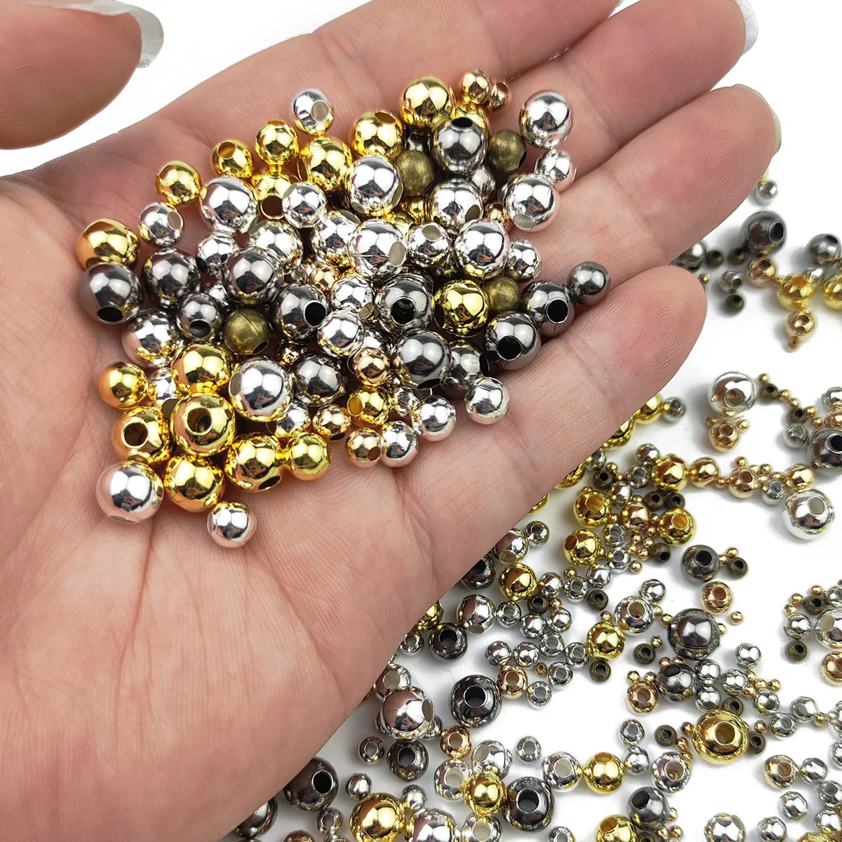 30~1000Pcs 2/3/4/5/6/8MM Gold-plated Metal Round Iron Washer Loose Beads For Jewelry Making Bracelet Necklace Accessories DIY